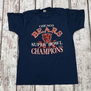 Vintage Chicago Bears Super Bowl XX NFL Football Single Stitch Blue 80s Tshirt